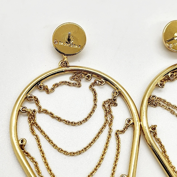 BaubleBar Gold Tone Half Hoop Chain Mail Earrings NWT - Picture 2 of 7